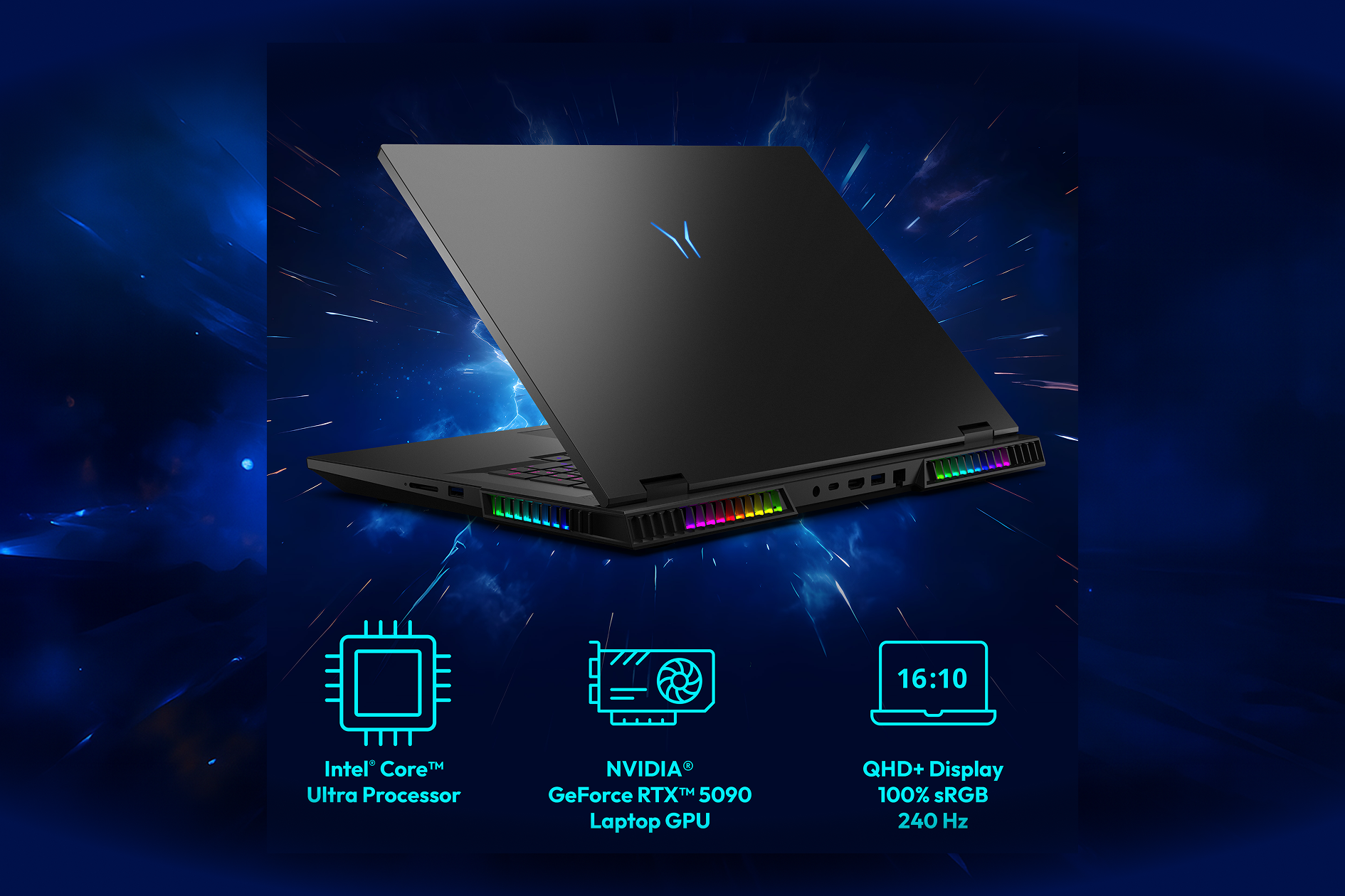 High-refresh-rate 240Hz QHD+ screen and NVIDIA RTX 5090 GPU.